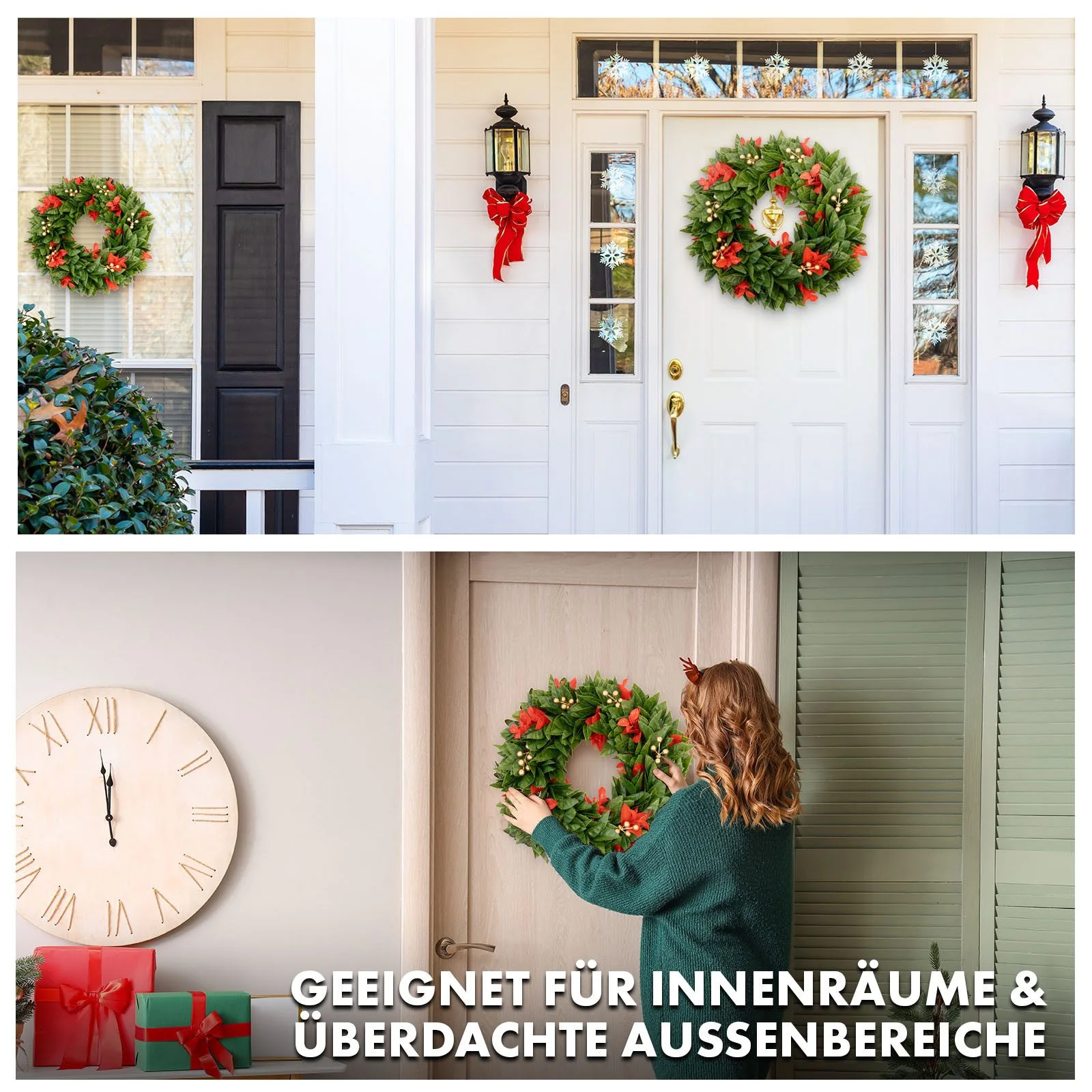 Weihnachtskranz „Crimson“ – 45 cm, Festliche Eleganz für Türen, Wände & Fenster